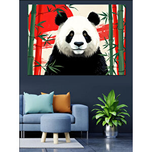 Bambu Ormanında Panda Dekoratif Kanvas - Mdf Ahşap Tablo