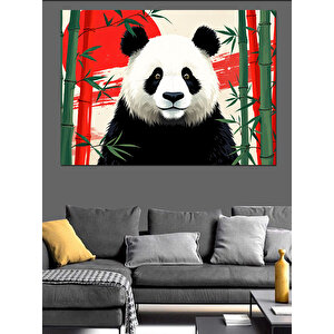 Bambu Ormanında Panda Dekoratif Kanvas - Mdf Ahşap Tablo 35x50 cm