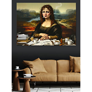 Mona Lisa Masada Dekoratif Kanvas - Mdf Ahşap Tablo 100x140 cm