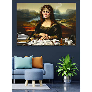 Mona Lisa Masada Dekoratif Kanvas - Mdf Ahşap Tablo 100x140 cm