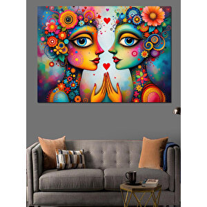 Renkli Yüzler Dekoratif Kanvas - Mdf Ahşap Tablo 100x140 cm