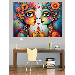 Renkli Yüzler Dekoratif Kanvas - Mdf Ahşap Tablo 100x140 cm