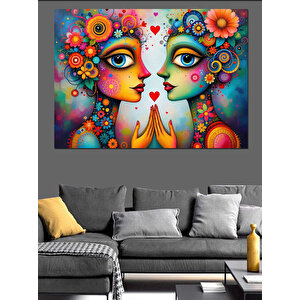 Renkli Yüzler Dekoratif Kanvas - Mdf Ahşap Tablo 100x140 cm