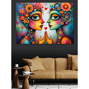Renkli Yüzler Dekoratif Kanvas - Mdf Ahşap Tablo