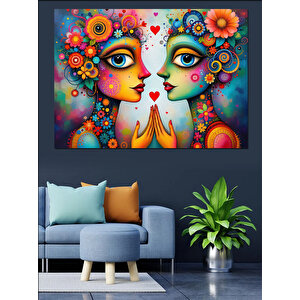Renkli Yüzler Dekoratif Kanvas - Mdf Ahşap Tablo