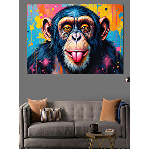 Soyut Renkli Maymun Dekoratif Kanvas - Mdf Ahşap Tablo 70x100 cm