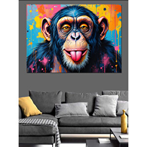 Soyut Renkli Maymun Dekoratif Kanvas - Mdf Ahşap Tablo