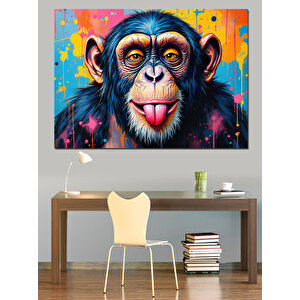 Soyut Renkli Maymun Dekoratif Kanvas - Mdf Ahşap Tablo 35x50 cm