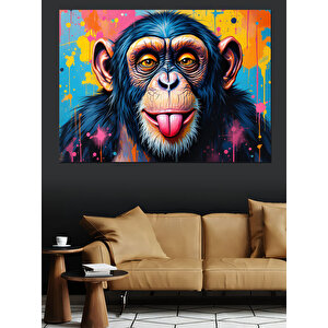 Soyut Renkli Maymun Dekoratif Kanvas - Mdf Ahşap Tablo