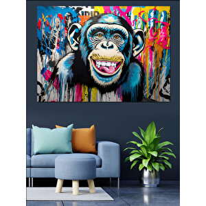 Renkli Grafiti Maymun Dekoratif Kanvas - Mdf Ahşap Tablo 25x35 cm