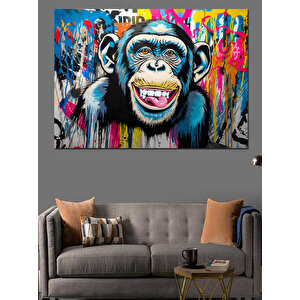 Renkli Grafiti Maymun Dekoratif Kanvas - Mdf Ahşap Tablo 25x35 cm