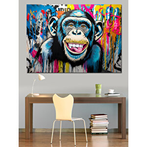Renkli Grafiti Maymun Dekoratif Kanvas - Mdf Ahşap Tablo 25x35 cm