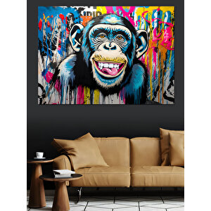 Renkli Grafiti Maymun Dekoratif Kanvas - Mdf Ahşap Tablo
