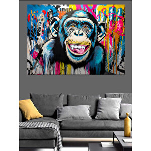 Renkli Grafiti Maymun Dekoratif Kanvas - Mdf Ahşap Tablo