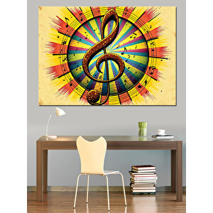 Güneşli Arka Nota Sembolü Dekoratif Kanvas - Mdf Ahşap Tablo 35x50 cm