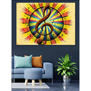 Güneşli Arka Nota Sembolü Dekoratif Kanvas - Mdf Ahşap Tablo