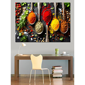 Renkli Baharatlı Mutfak  Dekoratif Kanvas - Mdf Ahşap Tablo 100x140 cm