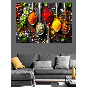Renkli Baharatlı Mutfak  Dekoratif Kanvas - Mdf Ahşap Tablo 100x140 cm