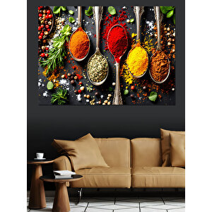 Renkli Baharatlı Mutfak  Dekoratif Kanvas - Mdf Ahşap Tablo 100x140 cm
