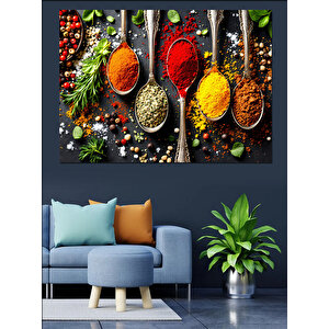 Renkli Baharatlı Mutfak  Dekoratif Kanvas - Mdf Ahşap Tablo