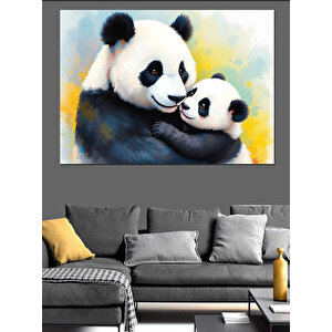Sarılmakta Olan Panda Çifti Dekoratif Kanvas - Mdf Ahşap Tablo 100x140 cm