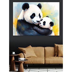 Sarılmakta Olan Panda Çifti Dekoratif Kanvas - Mdf Ahşap Tablo 35x50 cm