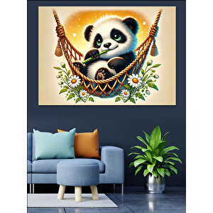 Panda Salıncağı Dekoratif Kanvas - Mdf Ahşap Tablo 100x140 cm