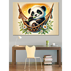 Panda Salıncağı Dekoratif Kanvas - Mdf Ahşap Tablo