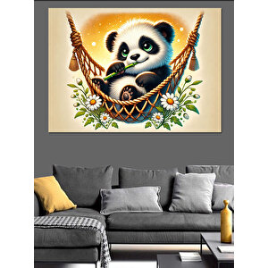 Panda Salıncağı Dekoratif Kanvas - Mdf Ahşap Tablo
