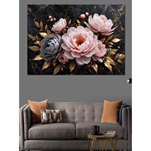 Pembe Güller Demeti Dekoratif Kanvas - Mdf Ahşap Tablo 70x100 cm