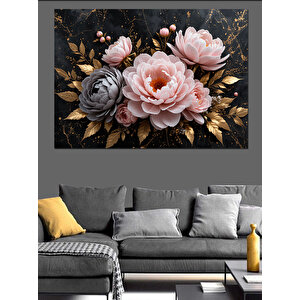 Pembe Güller Demeti Dekoratif Kanvas - Mdf Ahşap Tablo 70x100 cm