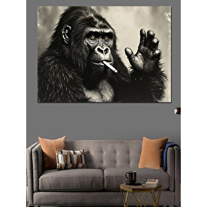 El Sallayan Gerçekçi Goril Portresi Dekoratif Kanvas - Mdf Ahşap Tablo
