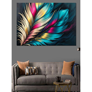 Renkli Tüylerin Dansı Dekoratif Kanvas - Mdf Ahşap Tablo 100x140 cm