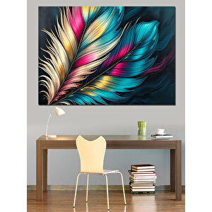 Renkli Tüylerin Dansı Dekoratif Kanvas - Mdf Ahşap Tablo 100x140 cm