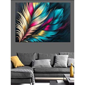 Renkli Tüylerin Dansı Dekoratif Kanvas - Mdf Ahşap Tablo 100x140 cm