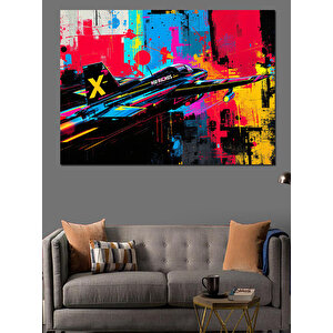 Soyut Renkli Uçak Dekoratif Kanvas - Mdf Ahşap Tablo 70x100 cm