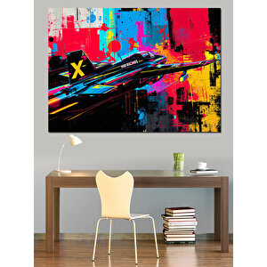 Soyut Renkli Uçak Dekoratif Kanvas - Mdf Ahşap Tablo 70x100 cm