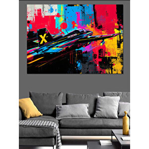 Soyut Renkli Uçak Dekoratif Kanvas - Mdf Ahşap Tablo 70x100 cm