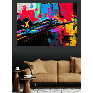 Soyut Renkli Uçak Dekoratif Kanvas - Mdf Ahşap Tablo
