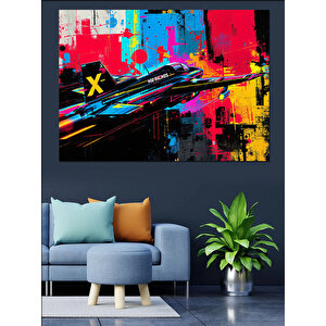 Soyut Renkli Uçak Dekoratif Kanvas - Mdf Ahşap Tablo
