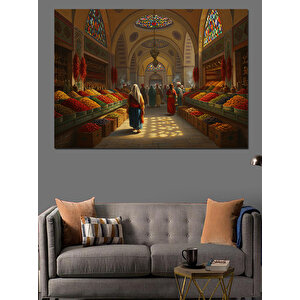 Kapalıçarşıda Renkli Tezgahlar Dekoratif Kanvas - Mdf Ahşap Tablo 50x70 cm