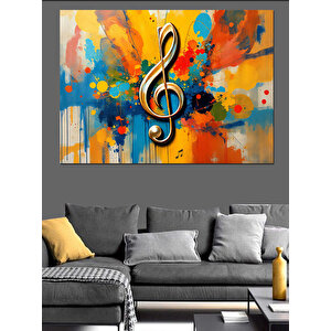 Renklerle Müzik Notası Dekoratif Kanvas - Mdf Ahşap Tablo
