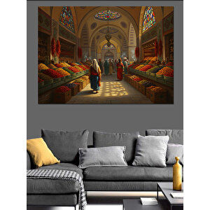 Kapalıçarşıda Renkli Tezgahlar Dekoratif Kanvas - Mdf Ahşap Tablo