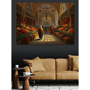 Kapalıçarşıda Renkli Tezgahlar Dekoratif Kanvas - Mdf Ahşap Tablo