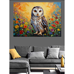 Ayakta Duran Baykuş Dekoratif Kanvas - Mdf Ahşap Tablo 50x70 cm