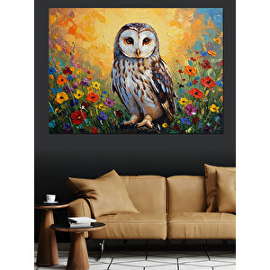 Ayakta Duran Baykuş Dekoratif Kanvas - Mdf Ahşap Tablo 50x70 cm