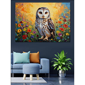 Ayakta Duran Baykuş Dekoratif Kanvas - Mdf Ahşap Tablo 50x70 cm