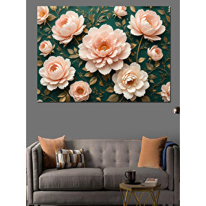 Pembe Beyaz Güller Dekoratif Kanvas - Mdf Ahşap Tablo 100x140 cm