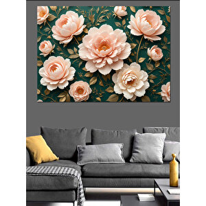 Pembe Beyaz Güller Dekoratif Kanvas - Mdf Ahşap Tablo