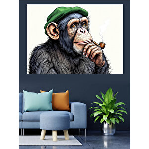 Düşünen Maymun Dekoratif Kanvas - Mdf Ahşap Tablo 50x70 cm